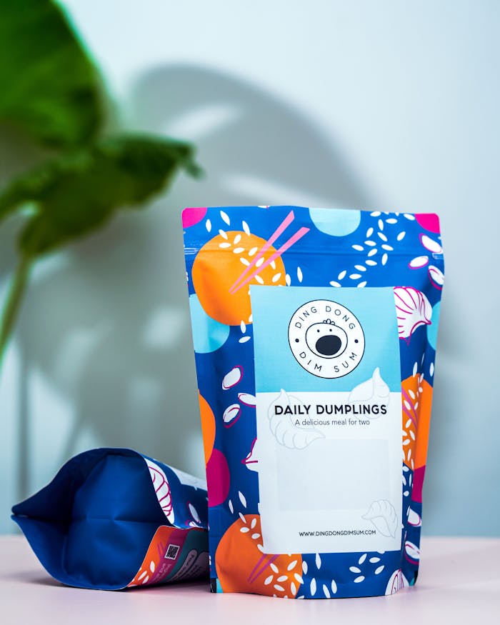 our-experience Vibrant packaging of Daily Dumplings by Ding Dong Dim Sum, perfect for two.