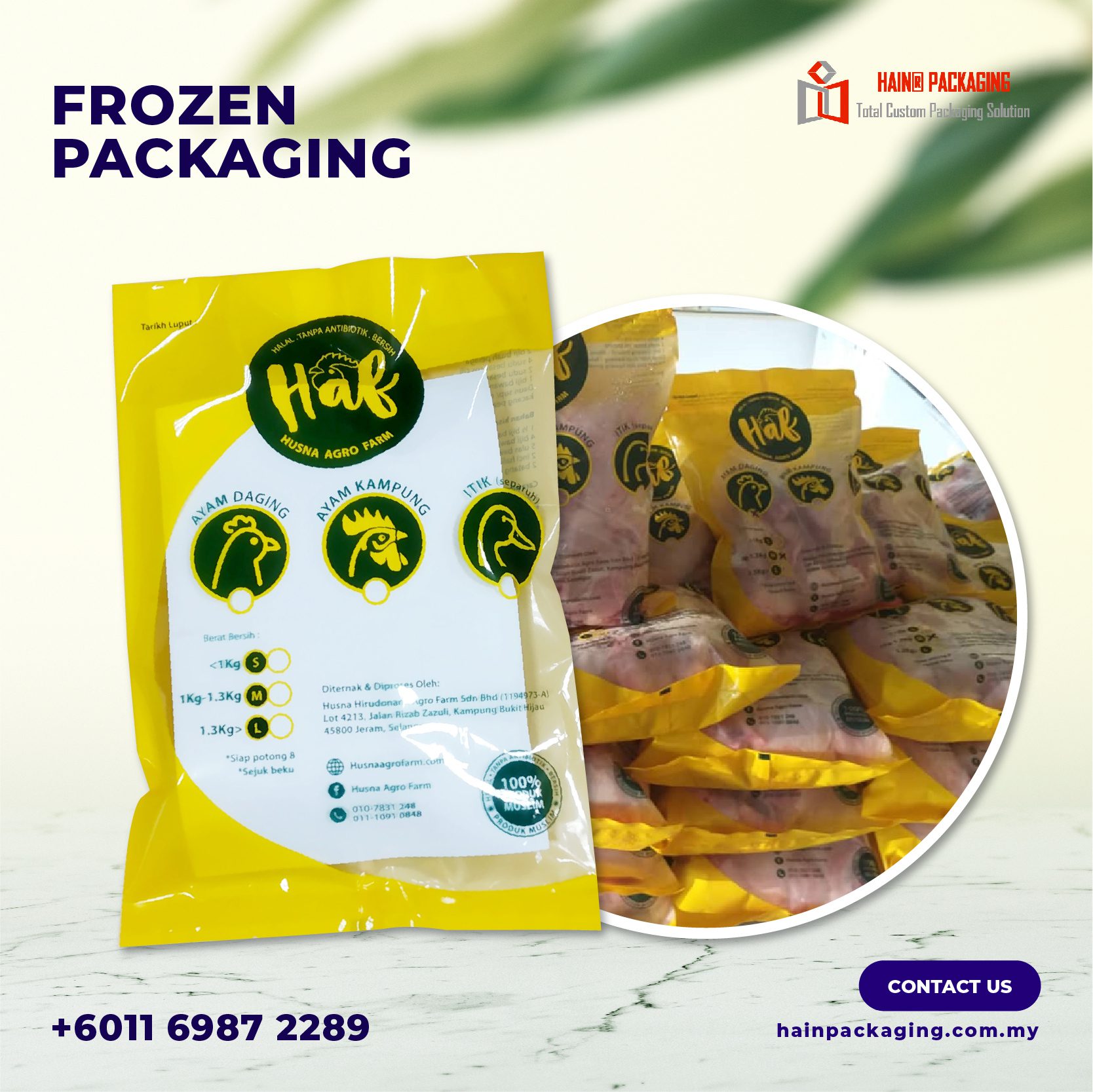Center seal bag pillow pouch packaging Singapore