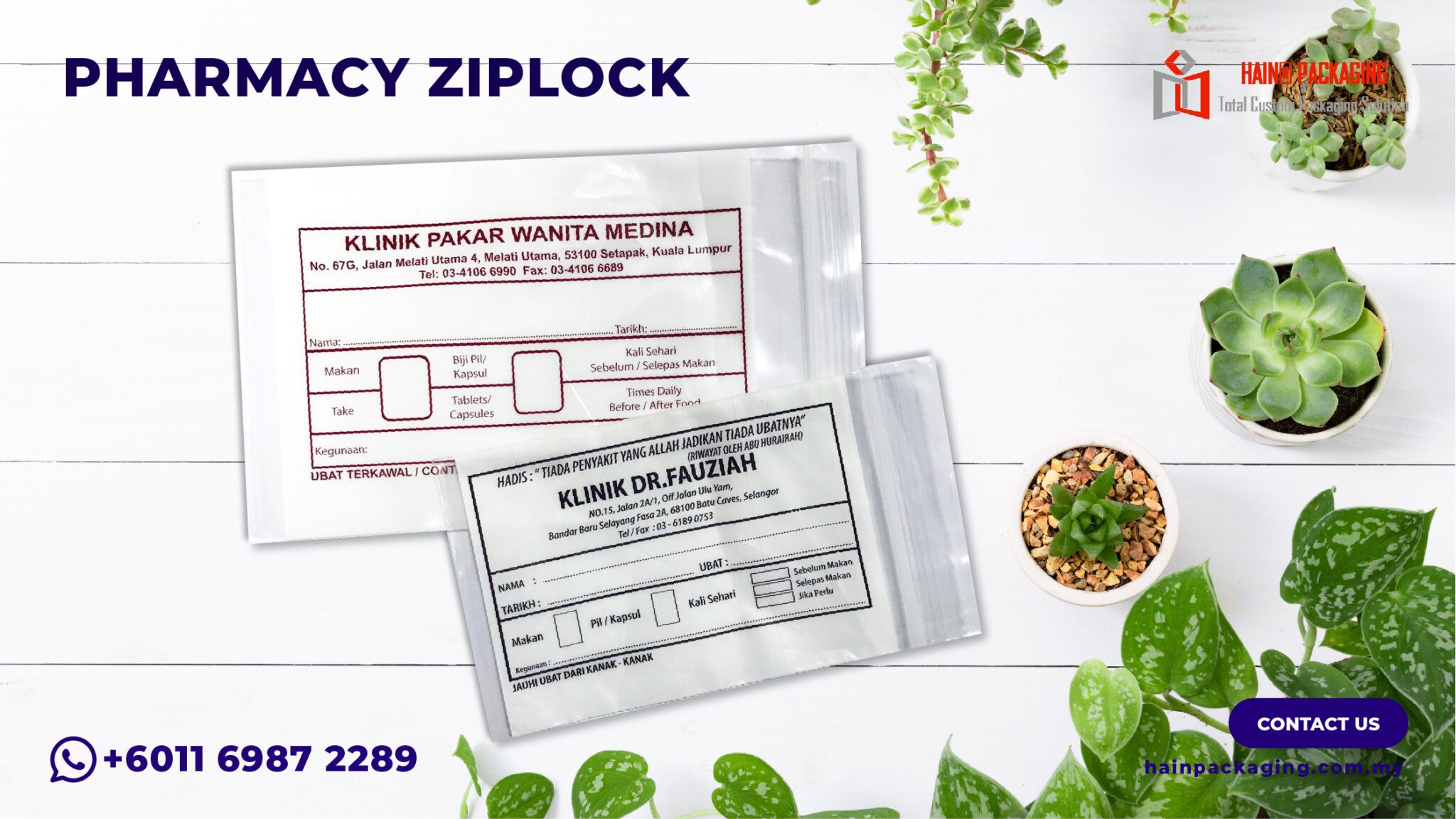 Pharmacy zip plastic bag medicine pouch Singapore
