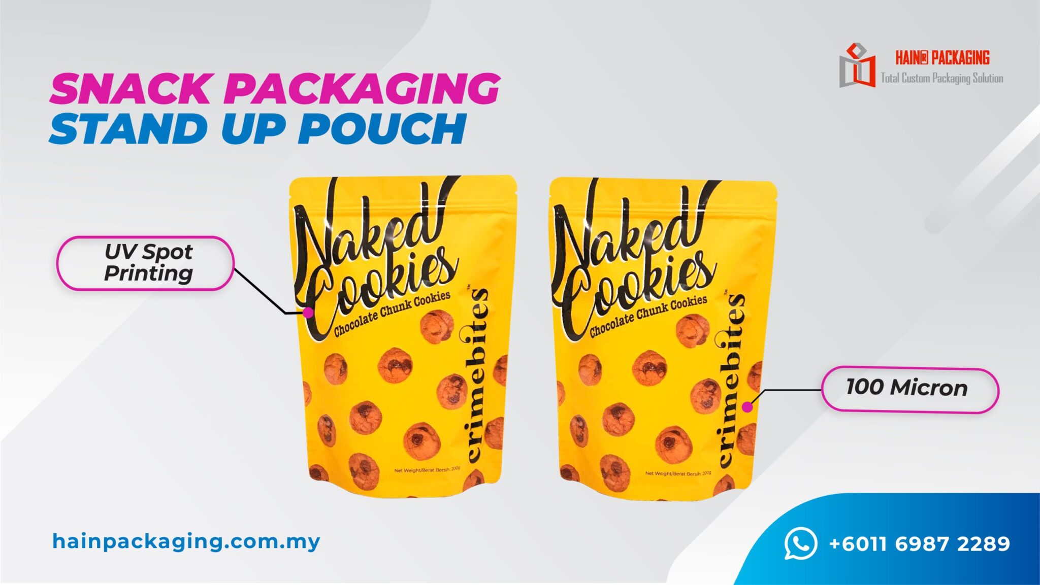 Food packaging pouch for snacks and dried goods