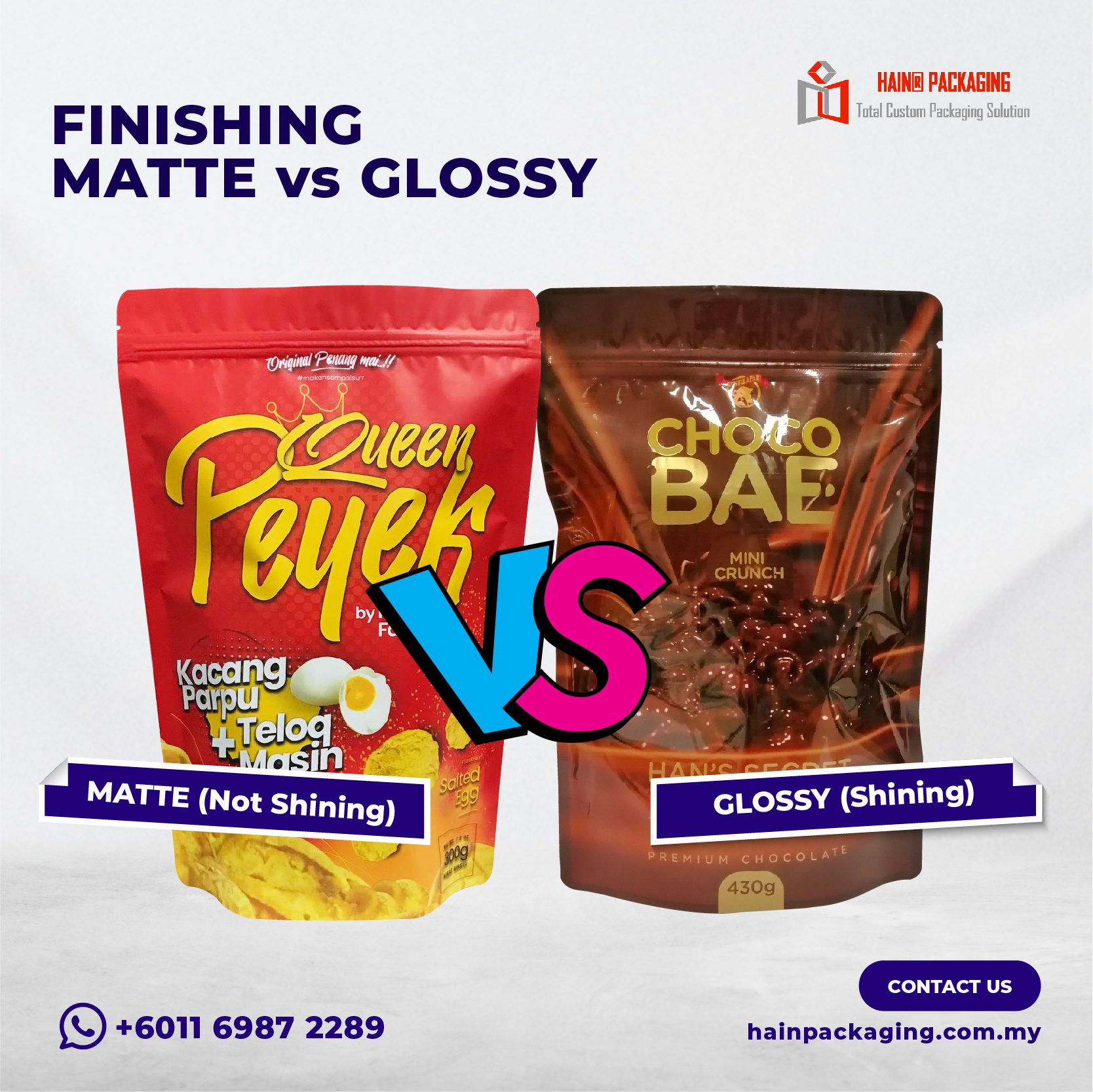 Plastic pouch packaging custom printed Singapore