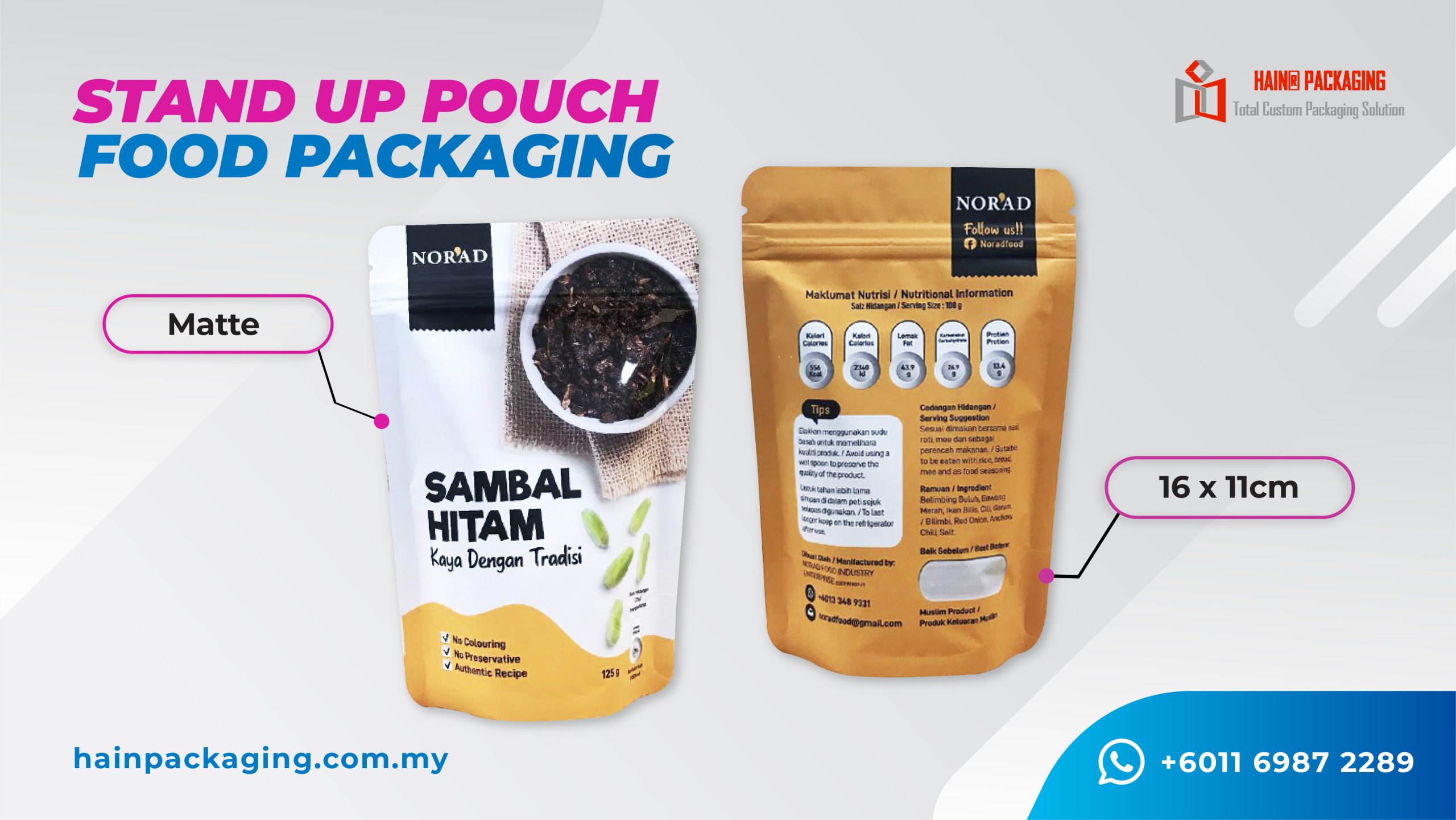 Plastic pouch packaging custom printed Singapore