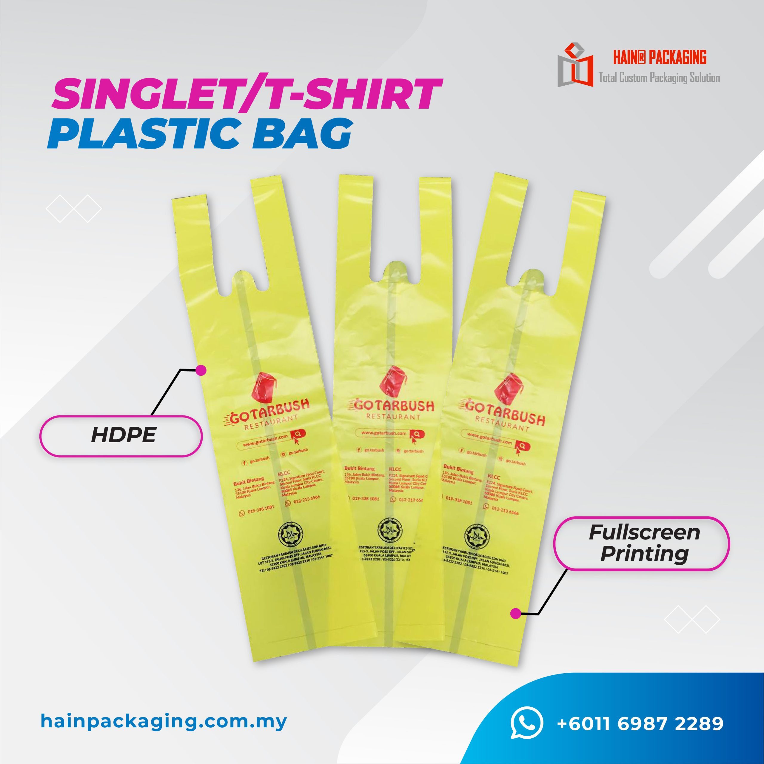 Singlet plastic bag T-shirt bag custom printed Singapore