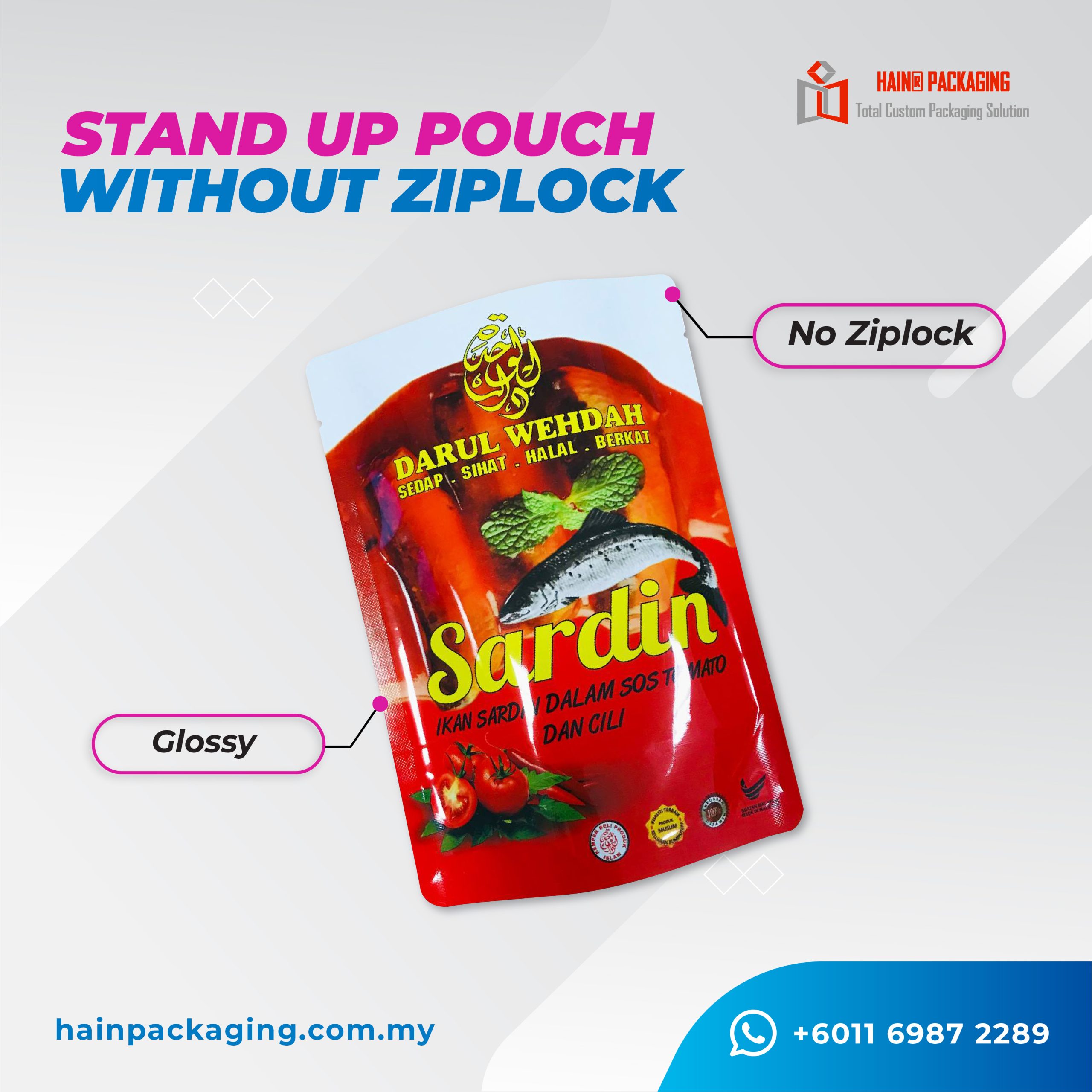 Stand up pouch with gusset base for retail shelf display