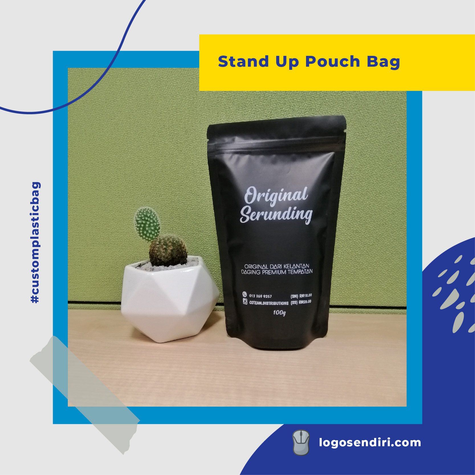 3 side seal bag flat pouch custom packaging Singapore